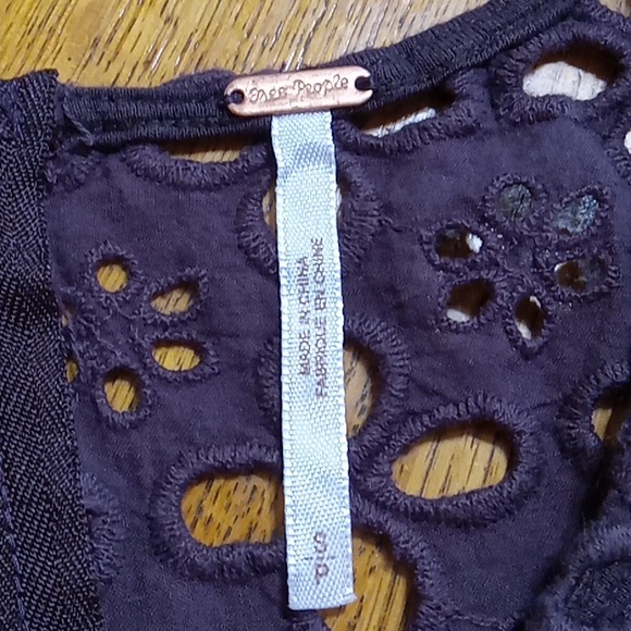Free People Womens S P SMALL PETITE Tank Top Summer Peplum Boho Preowned Eyelet - Picture 7 of 8